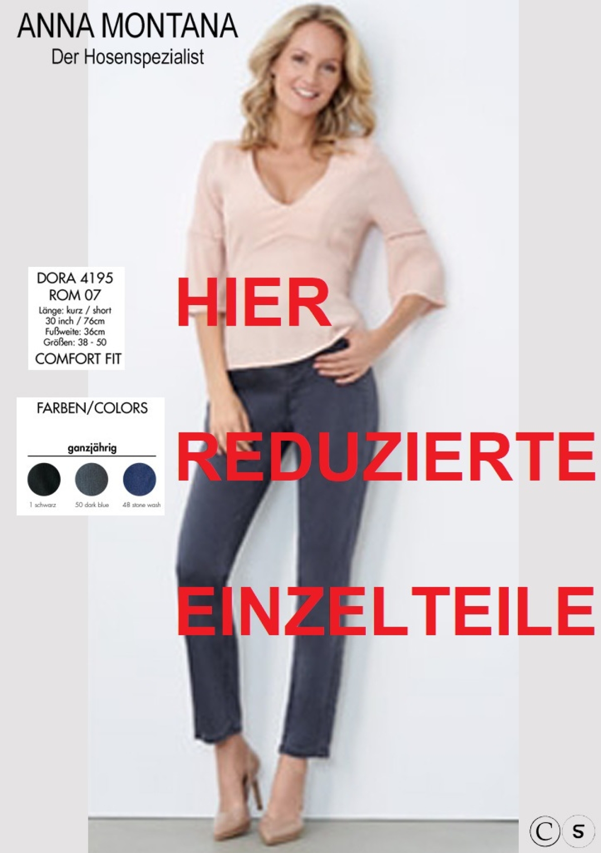 Reduces Dora 4195 / ER / Standard length Trousers /Jeans ANNA MONTANA